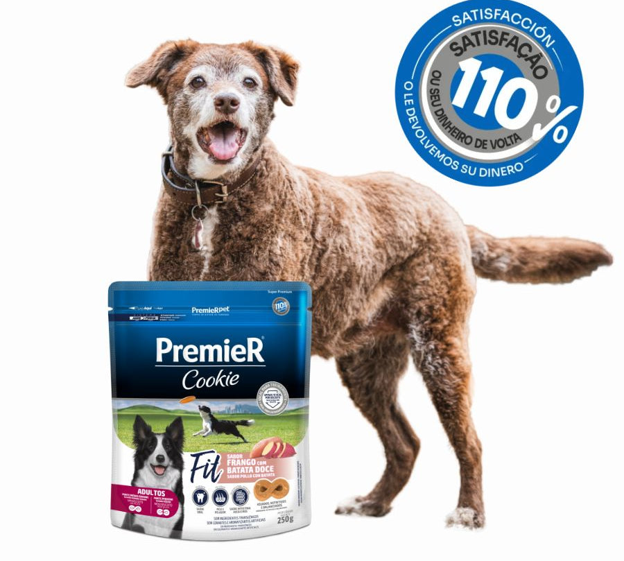 PremieR Cookies Perro Adulto Fit Pollo con Papa, snack bajo en calorías para perros activos. Con pollo, batata y huevo Cage Free, ideal para entrenamiento.