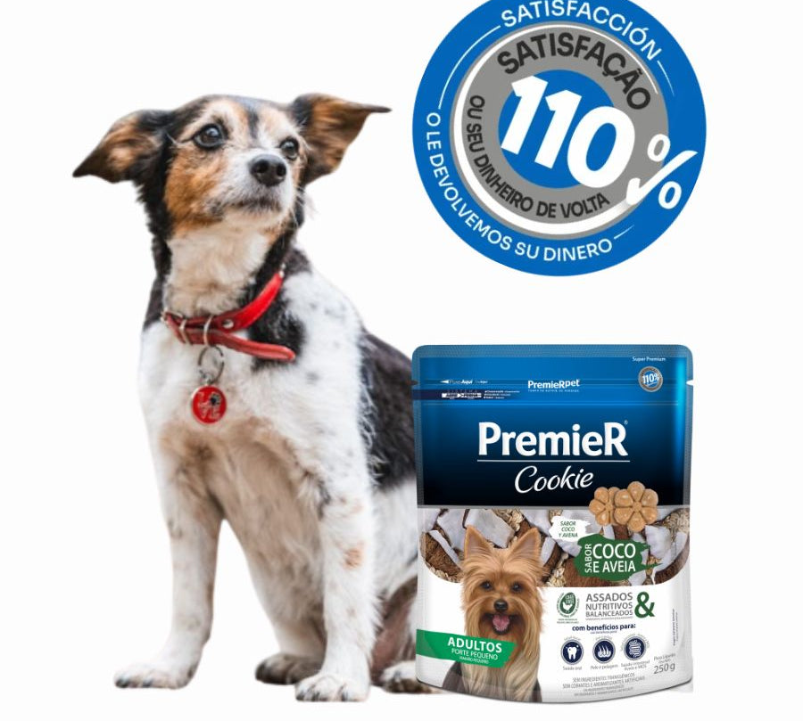PremieR Cookies Perro Adulto Razas Pequeñas Sabor Coco y Avena, galletas funcionales, horneadas y con ingredientes naturales como coco y huevo Cage Free.