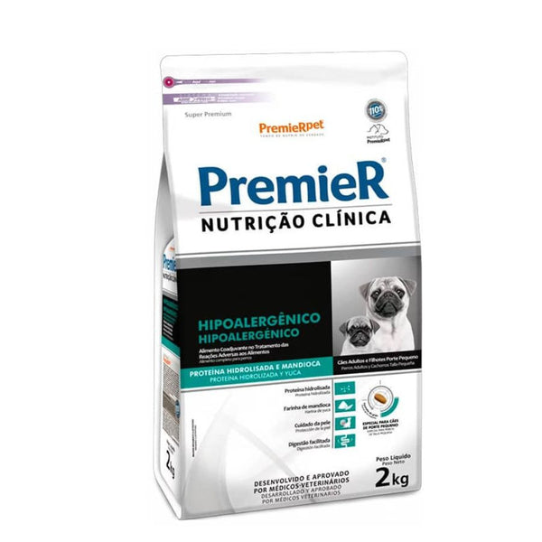 PremieR Nutrición Clínica Hipoalergénica para Perros Pequeños 2kg, alimento premium con proteína hidrolizada y harina de yuca para perros con alergias.