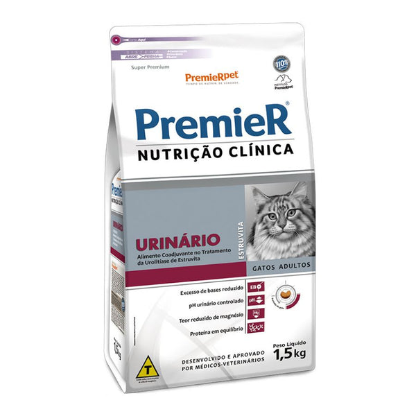 PremieR Nutrición Clínica Urinario para Gatos 1.5kg, alimento premium con pH controlado y bajo magnesio para el tratamiento de cálculos urinarios de estruvita.