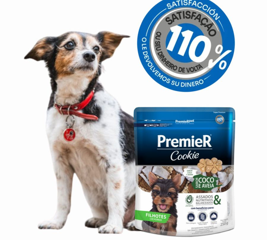 PremieR Cookies Cachorro Sabor Coco y Avena, snack horneado con ingredientes funcionales como avena, coco y huevo Cage Free. Ideal para cachorros pequeños.