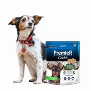 PremieR Cookies Cachorro Sabor Coco y Avena, snack horneado con ingredientes funcionales como avena, coco y huevo Cage Free. Ideal para cachorros pequeños.