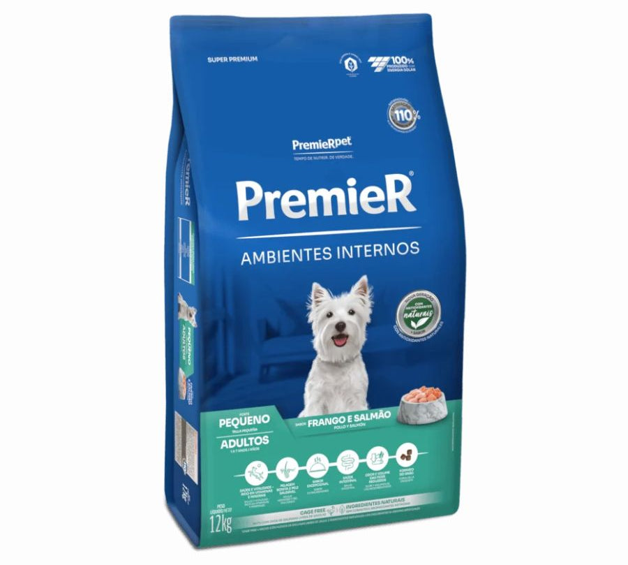 PremieR Ambientes Internos Perro Raza Pequeña Pollo y Salmón 🐶🍣, alimento Super Premium con proteínas nobles y digestión mejorada. Menor olor y volumen de heces.