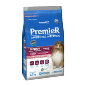 Premier Ambientes Internos Perro Senior Pollo y Salmón 2.5kg nutrición súper premium para razas pequeñas, salud articular y control de peso.