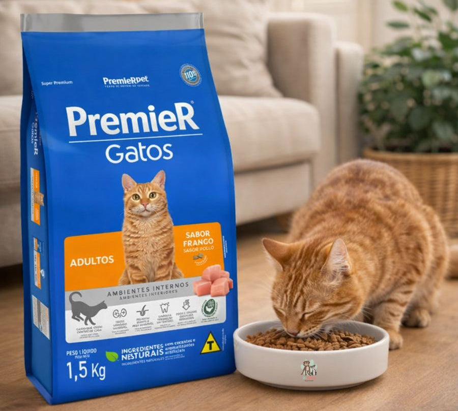 Premier Gatos Adultos Pollo 1,5 kg Nutrición premium con acción anti-sarro y control urinario para una salud integral.