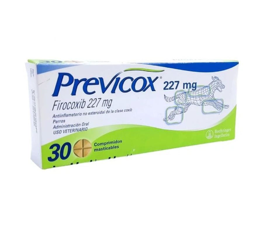 Previcox 227mg 30 comp  alivia el dolor e inflamación en perros con osteoartritis o tras cirugía. Eficaz, palatable y de acción selectiva sobre la COX-2.