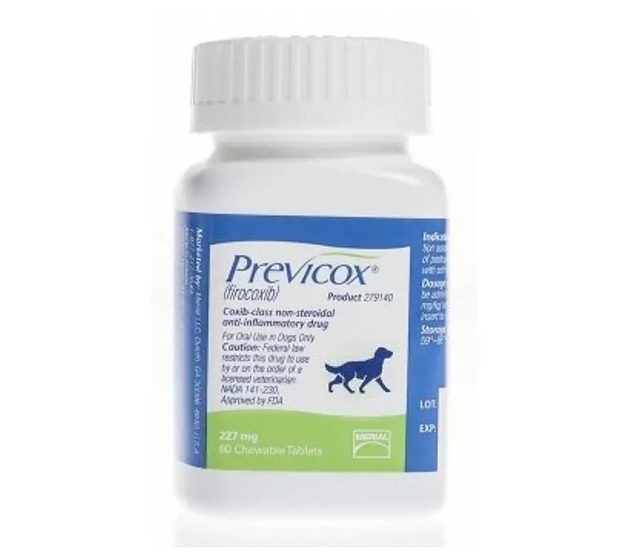 Previcox 227mg 60 comp alivia el dolor e inflamación en perros con osteoartritis o tras cirugía. Eficaz, palatable y de acción selectiva sobre la COX-2.