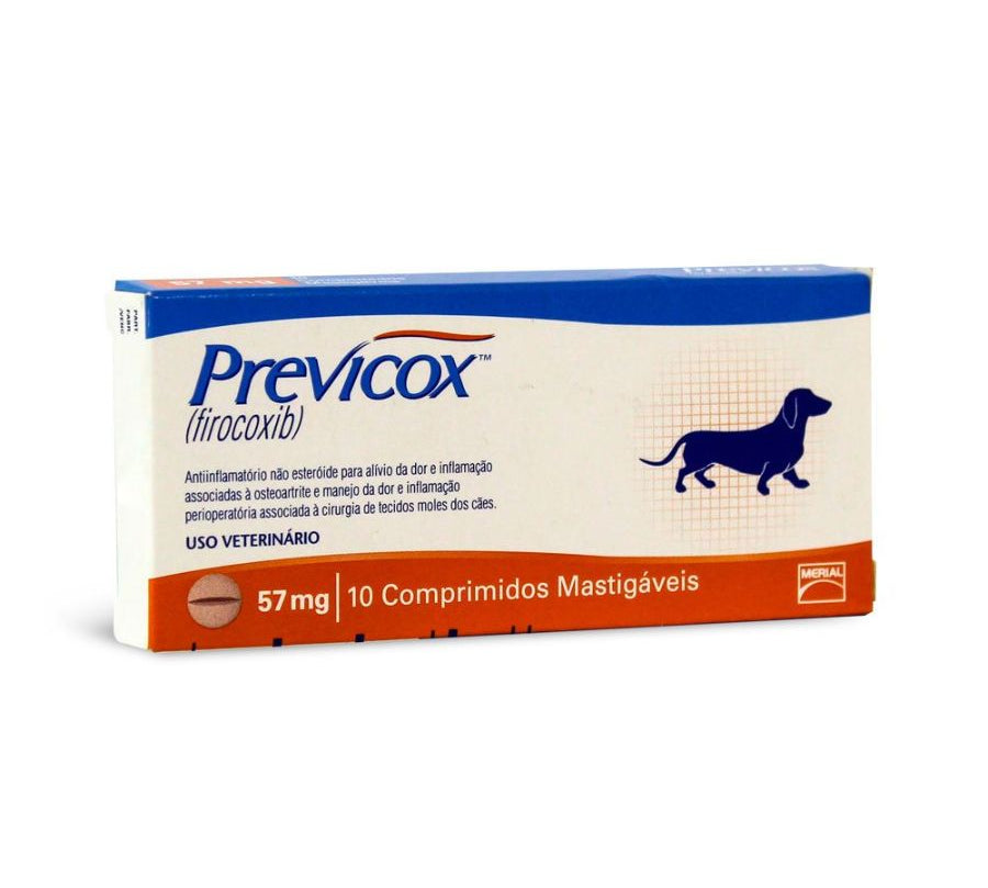 Previcox 57mg 10 comp  alivia eficazmente el dolor e inflamación en perros pequeños con osteoartritis o tras cirugía. Alta selectividad COX-2 y excelente palatabilidad.