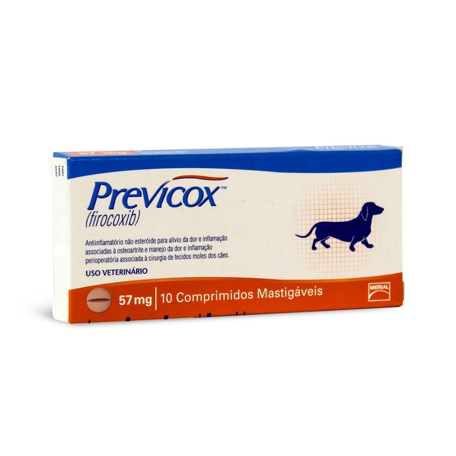 Previcox 57mg 10 comp  alivia eficazmente el dolor e inflamación en perros pequeños con osteoartritis o tras cirugía. Alta selectividad COX-2 y excelente palatabilidad.