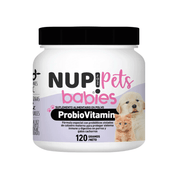 Probiovitamin para Cachorros NUP! Pets. Suplemento en polvo para perros y gatos cachorros, fortalece sistema digestivo e inmune, controla diarreas y mejora el desarrollo.