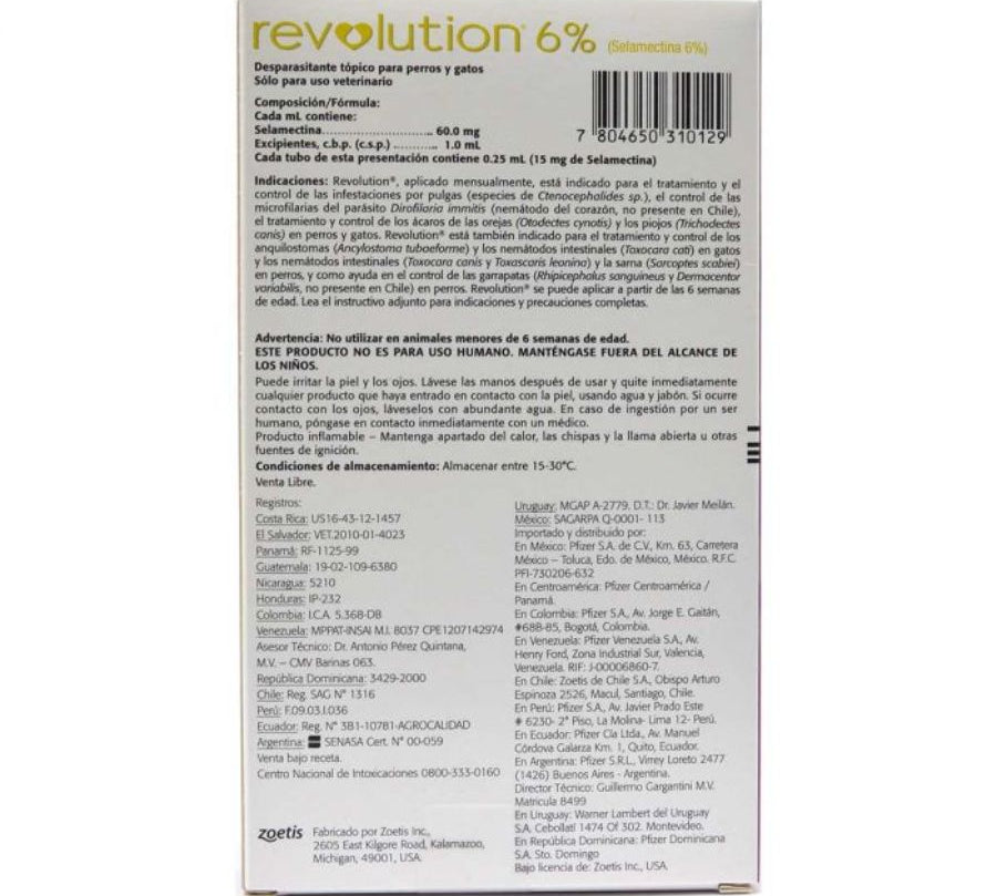 Revolution Plus 6% para Perros y Gatos 🐾 ofrece protección completa contra pulgas, garrapatas y parásitos internos. Aplicación mensual fácil y segura.
