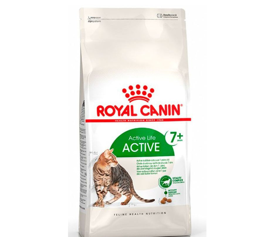 Royal Canin Active 7+: Alimento seco para gatos activos mayores de 7 años. Enriquecido con antioxidantes y polifenoles, apoya la función renal, salud urinaria y articular. 🐱🍲🐾