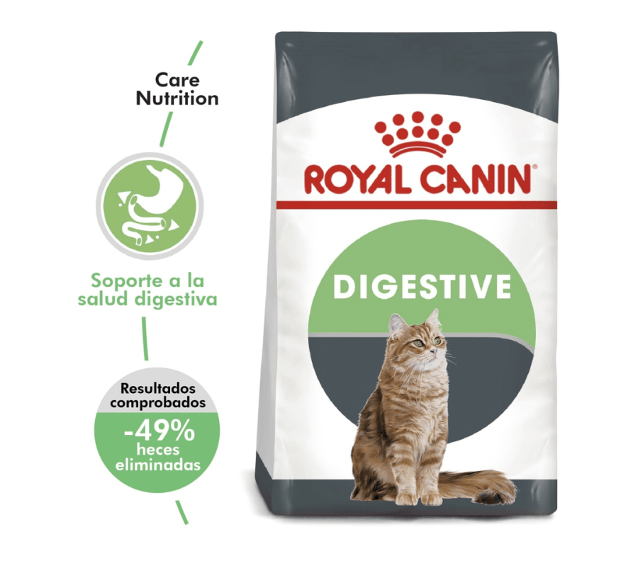 Royal Canin Digestive Care: Alimento para gatos con sensibilidad digestiva. Mejora la digestión, estimula la masticación y reduce la producción de heces. Balance de minerales para salud urinaria. 🐱🍲🌿