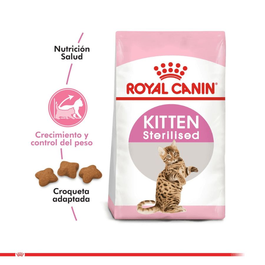 Royal Canin Kitten Sterilised 4kg: Alimento diseñado para gatitos esterilizados, equilibra las necesidades nutricionales con control de peso para un desarrollo saludable. 