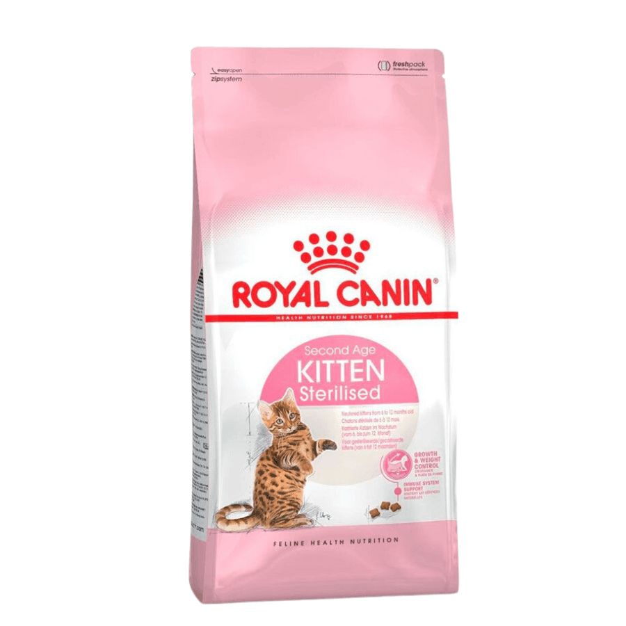 Royal Canin Kitten Sterilised 4kg: Alimento diseñado para gatitos esterilizados, equilibra las necesidades nutricionales con control de peso para un desarrollo saludable. 