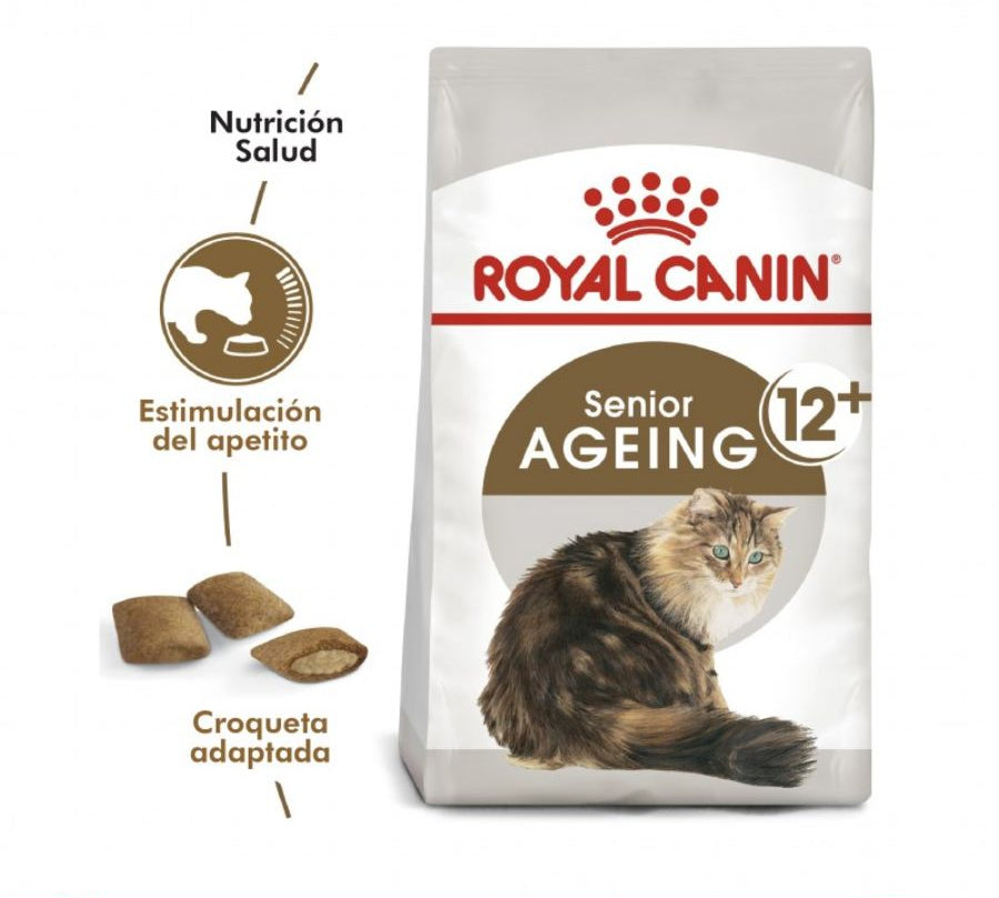 Royal Canin Gato Senior Ageing +12 2kg 🐾 nutre a gatos mayores con antioxidantes, cuidado renal y croquetas de doble textura. Ideal para su salud integral.