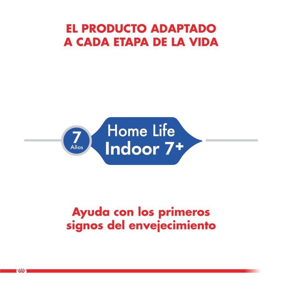 Royal Canin Indoor 7+: Alimento seco para gatos mayores de 7 años que viven en interiores. Enriquecido para un envejecimiento saludable, reduce olores y cantidad de heces, y mantiene la salud renal y urinaria.