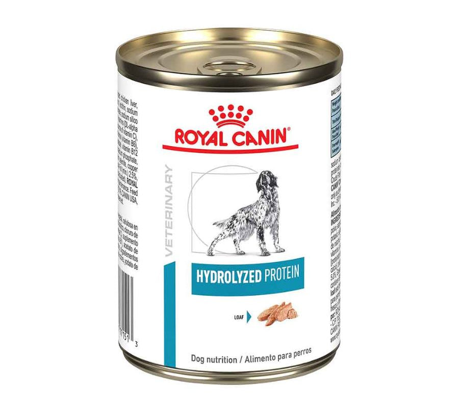 Royal Canin Latas Vet Diet Hydrolyzed Protein, hipoalergénico y altamente digestible, ideal para perros con alergias o intolerancias alimentarias.