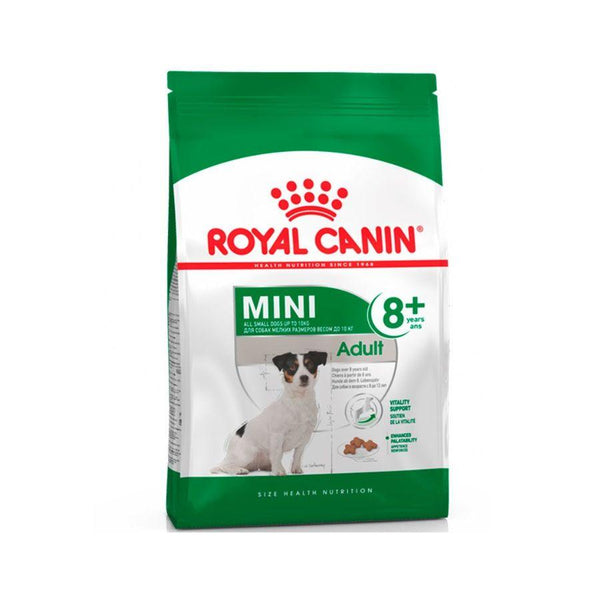 Royal Canin Mini Adulto 8+ 3kg, nutrición avanzada para perros pequeños. Combate el envejecimiento, refuerza la vitalidad y mantiene el peso ideal.