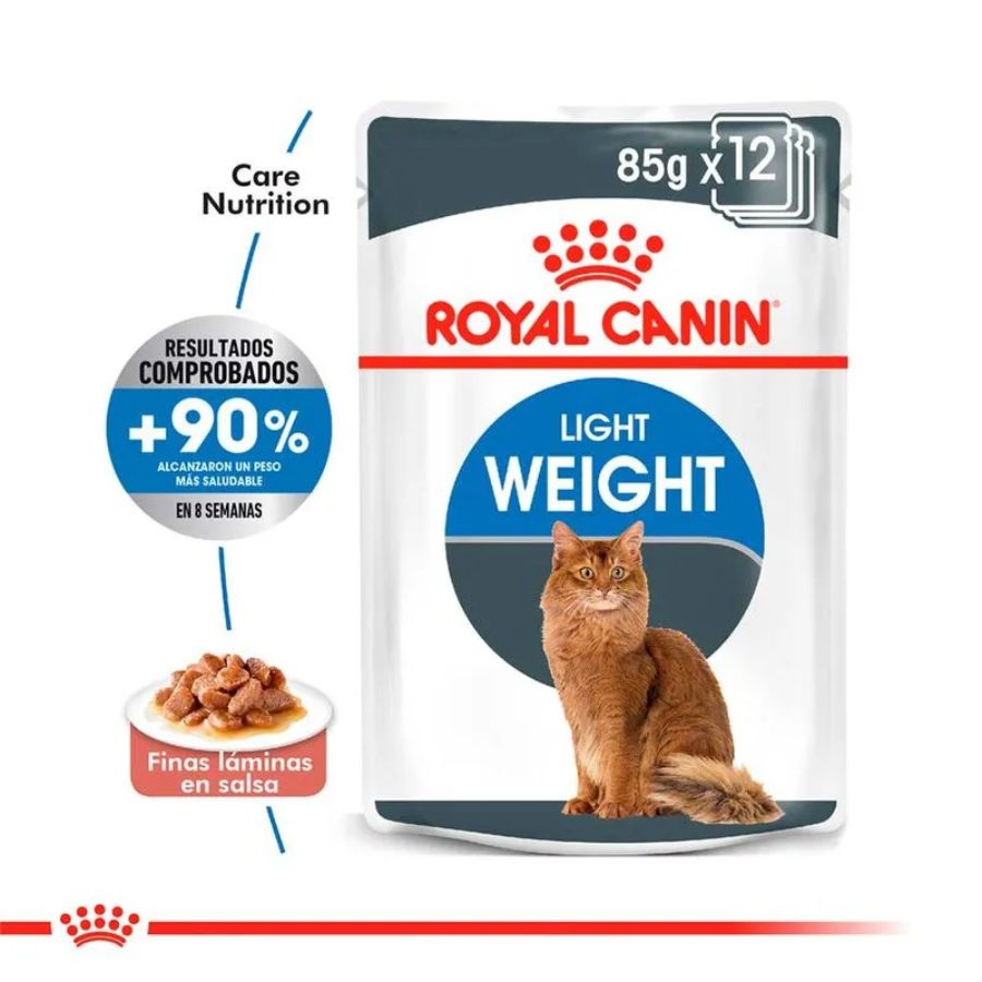 Royal Canin Pouch Light Weight Care 🐱 alimento húmedo bajo en calorías para gatos adultos. Favorece el control de peso y mejora la hidratación.