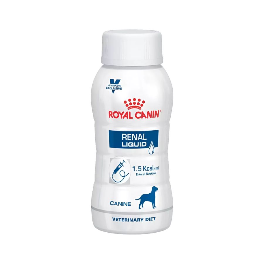 Royal Canin Renal Liquid 🐶 es un alimento dietético líquido para perros con insuficiencia renal crónica o aguda. Alta densidad energética y fácil administración.