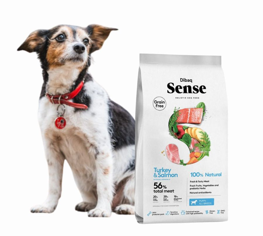 Dibaq Sense Cachorro Pavo & Salmón 2KG: Alimento completo hipoalergénico para cachorros y perritas gestantes. 