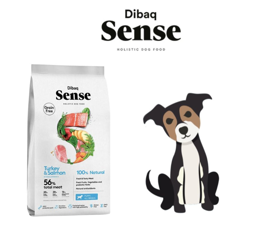 Dibaq Sense Cachorro Pavo & Salmón 12KG: Alimento completo hipoalergénico para cachorros y perritas gestantes.