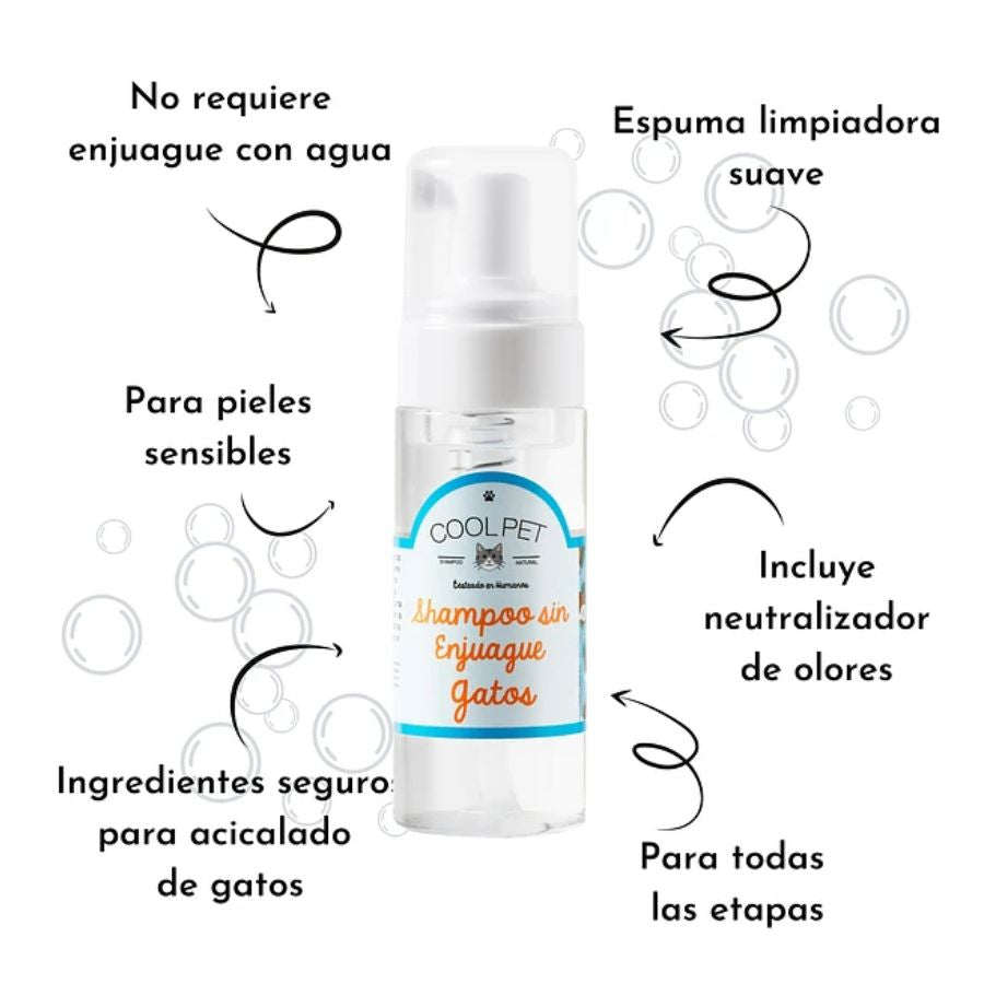 Shampoo Seco para Gatos Coolpet 🐾 ideal para higiene sin agua. Aroma coco lima verbena, elimina olores y es seguro para pieles sensibles.