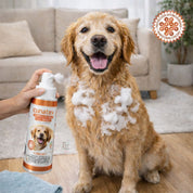 Shampoo en Seco para Perros TurboPet con nanocobre y aroma a almendra. Limpieza sin agua, combate bacterias y deja el pelaje suave y fresco.