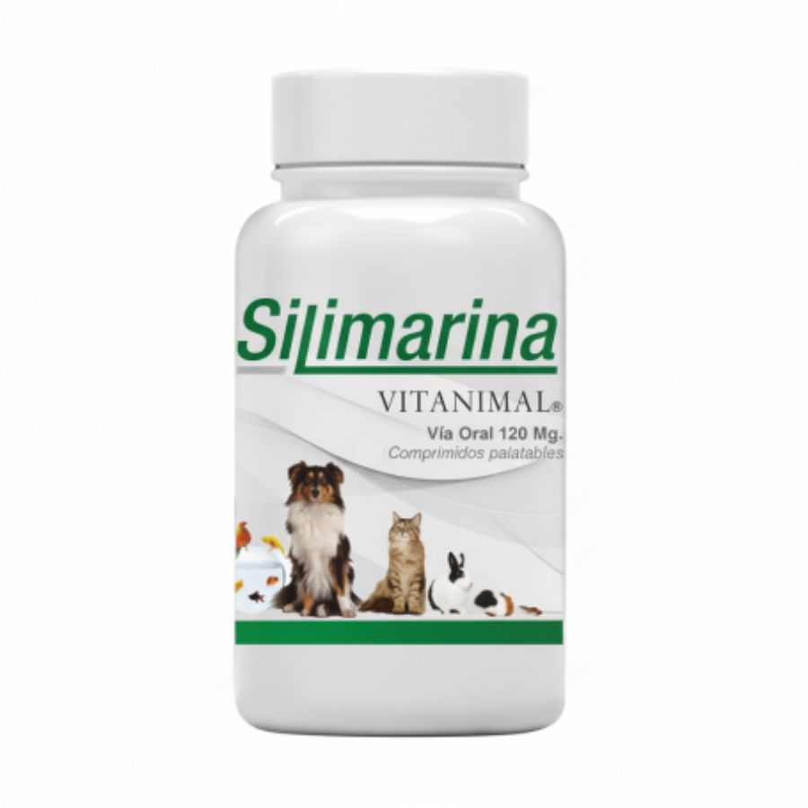 Silimarina Vitanimal 120 mg 30 comprimidos, suplemento hepático natural para perros y gatos, ideal en casos de hepatitis o daño hepático crónico. Bpets