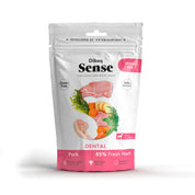 Snack Dental de Cerdo Dibaq Sense, con alga Kelp para el cuidado dental y cerdo fresco. Sabor irresistible y dientes más limpios.