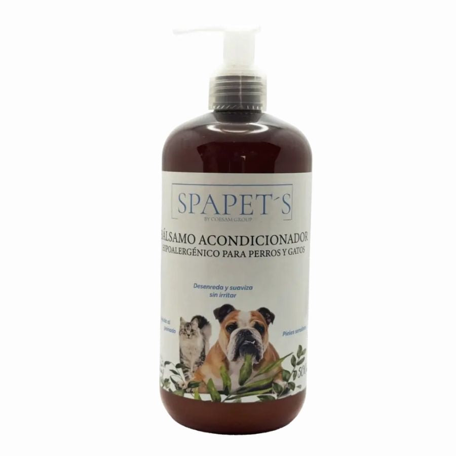 SpaPets Bálsamo Acondicionador Hipoalergénico 250 para pieles sensibles, con avena y aloe vera. Suaviza, calma y desenreda sin irritar.