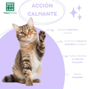 Spray Calmante para Gatos Men For San 60ml con valeriana natural, ideal para reducir la ansiedad, el estrés y mejorar la conducta de tu gato de forma inmediata.