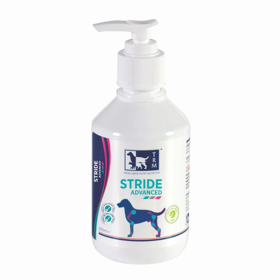 Stride Advanced Perro 200 ml TRM, suplemento vegano con Glucosamina, Omega 3 y Condroitina, ideal para cuidar las articulaciones de tu perro.