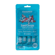 SuniChups Hairball Control Snack Funcional para Gato ayuda a eliminar bolas de pelo, con aloe y probióticos, natural y sin granos.