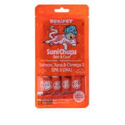 SuniChups Skin and Coat Snack Funcional para Gatos mejora piel y pelaje con Omega 3, salmón y atún, natural y sin granos.