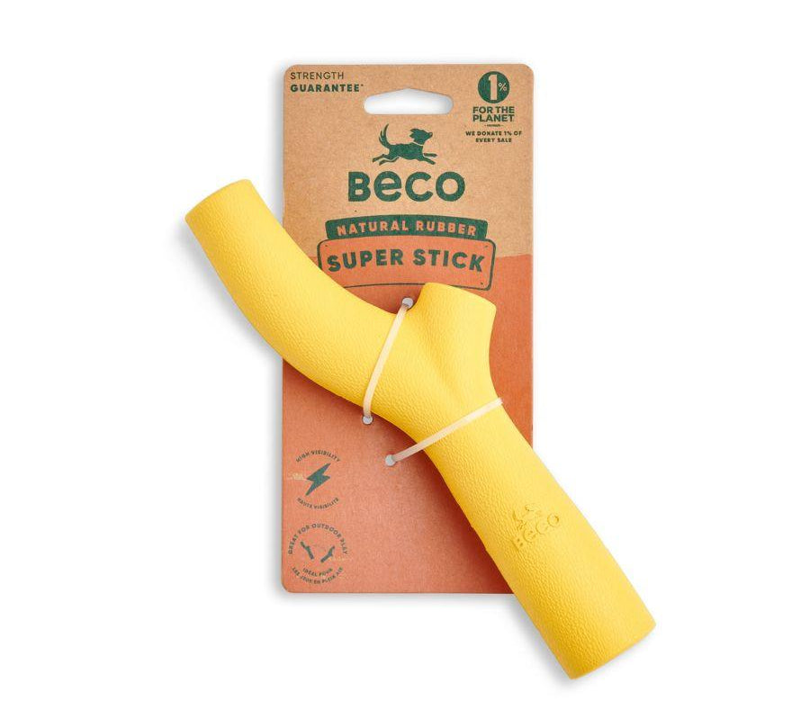 Super Stick Goma Natural, juguete resistente y seguro para perros. Hecho de goma natural, ideal para masticación y juegos interactivos. Disponible en colores brillantes.