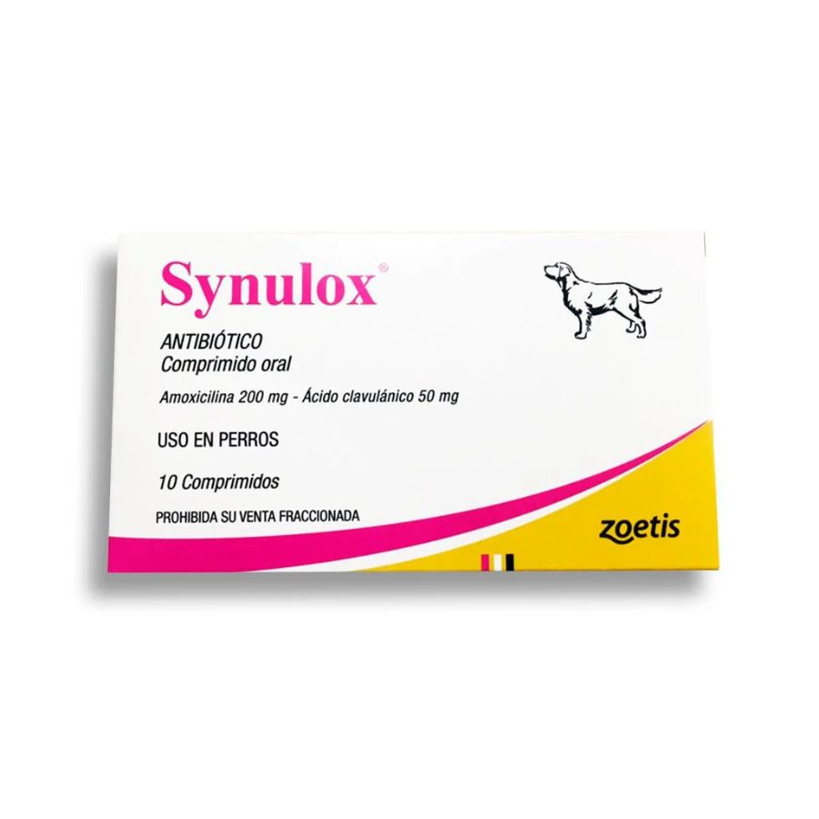 Synulox 250 Mg 10 Comprimidos, antibiótico de amplio espectro para perros, ideal para tratar infecciones respiratorias, cutáneas y urinarias.