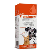 Transimed Suspensión Ótica y Tópica 15ml tratamiento para otitis y dermatitis con acción antifúngica, antibacteriana y antiinflamatoria.