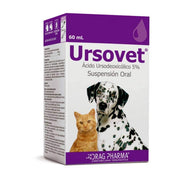 Ursovet 60 mL, suspensión oral para perros y gatos con colestasis o hepatitis crónica, con efecto colerético y hepatoprotector.