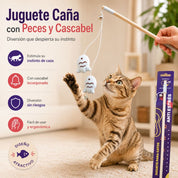 Varilla con Peces WonderCat activa el instinto de caza de tu gato con peces suaves, cascabel y materiales seguros.