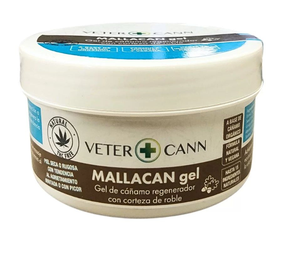 Vetercann Mallacan Gel Regenerador 100ml es ideal para piel seca, irritada o agrietada en mascotas 🐾. Fórmula natural con rápida absorción.