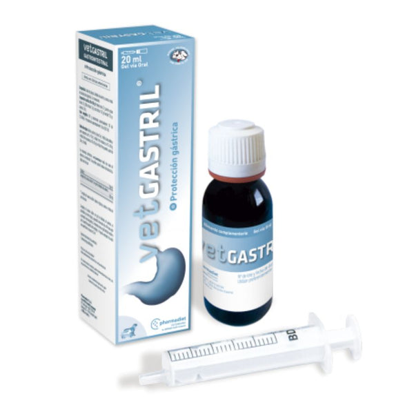 Vetgastril 20ML, protector gástrico en gel que alivia la gastritis y trastornos digestivos. Ideal para perros y gatos con estómago sensible.