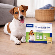 Antiparasitario Virbac Milpro Perros 0,5 a 10kg protección interna eficaz contra nematodos y cestodos, dosis única y fácil administración.