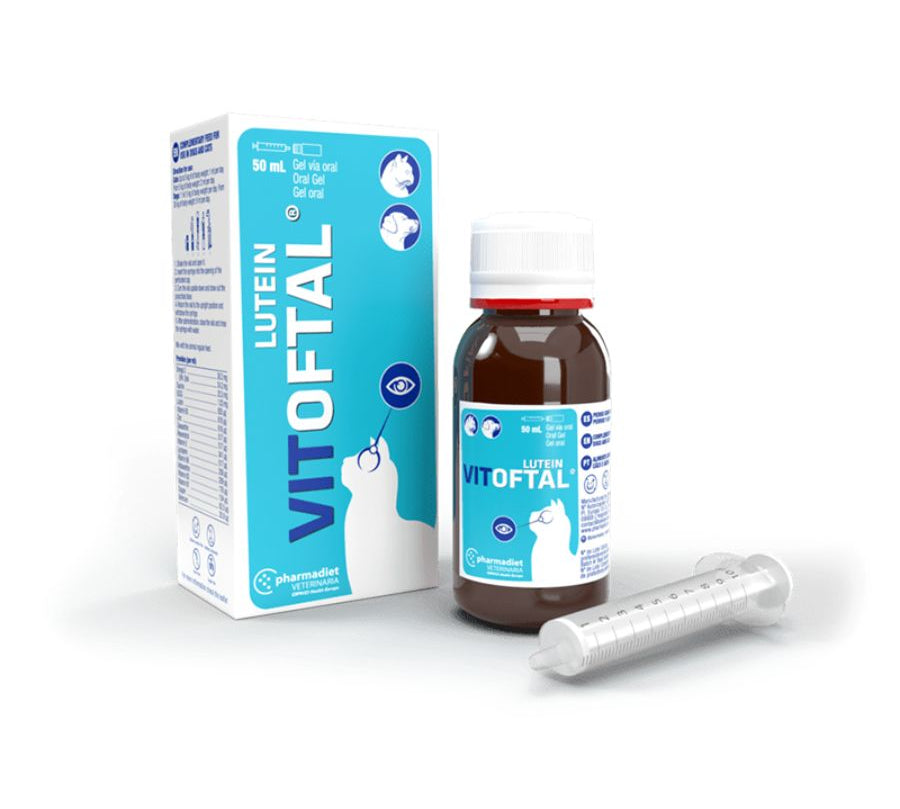 Vitoftal Lutein 50 ml, suplemento ocular con luteína, DHA y resveratrol. Protege retina, nervio óptico y mejora la calidad de la lágrima.