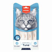 Wanpy Creamy Treat Atún, snack cremoso y saludable para gatos, alto en humedad, sin granos ni conservantes. Ideal como premio o para dar medicamentos.