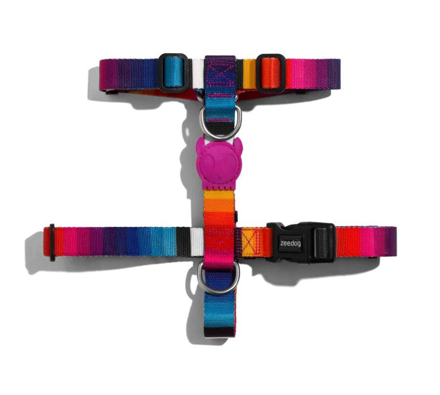Zee Dog Prisma H-Harness: Arnés en forma de H para perros, ligero y ajustable. 🐕 Fabricado en poliéster suave, con sistema de bloqueo seguro y diseño vibrante.