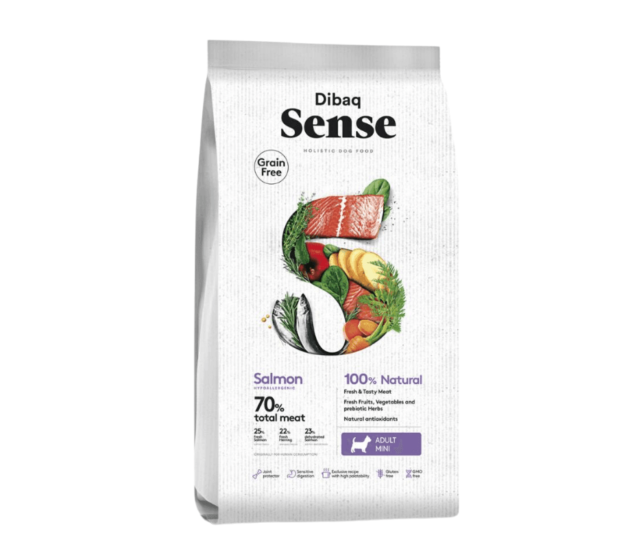Dibaq Sense Adulto Salmon MINI 0.5KG: Nutrición completa y salud articular para perros de raza pequeña. 🐾