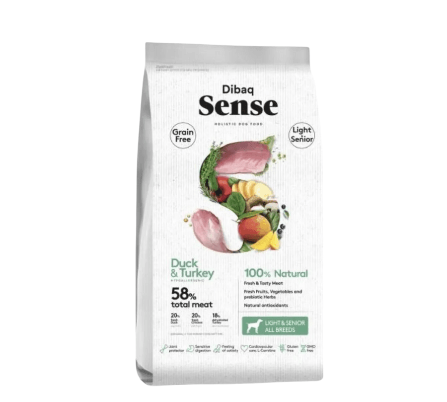 Dibaq Sense Pavo y Pato Light 12KG: Nutrición saludable para perros senior con control de peso. 🐶