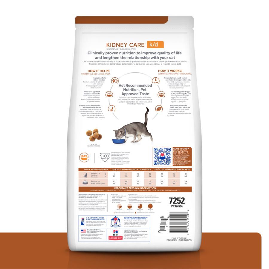 Hills K/D Gato Kidney Care 3,8 kg alimento renal con fósforo y sodio controlados, proteínas de calidad y omega-3.